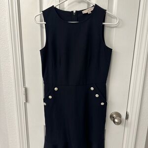 LOFT Navy Sleeveless Mini Dress with Pearl Accents